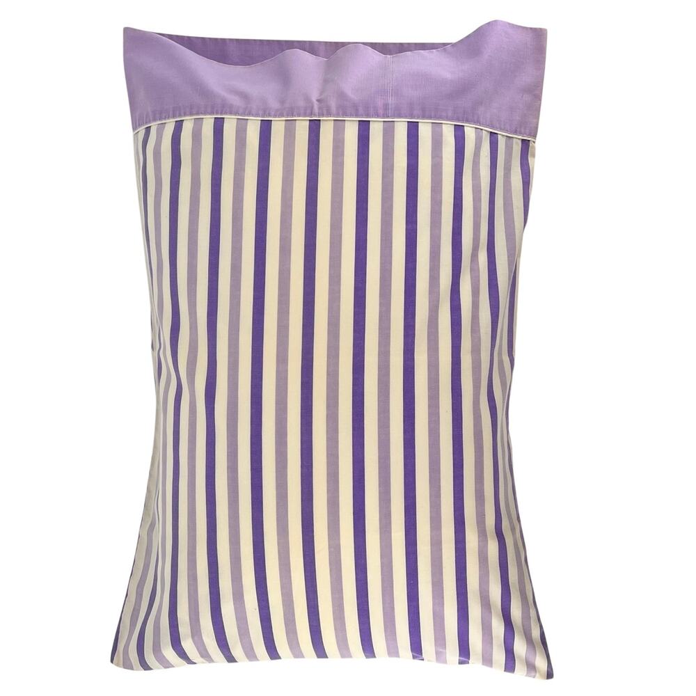 70s Purple Striped Pillowcase 1970s Vintage Standard Size